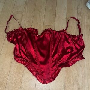 Red silk corset